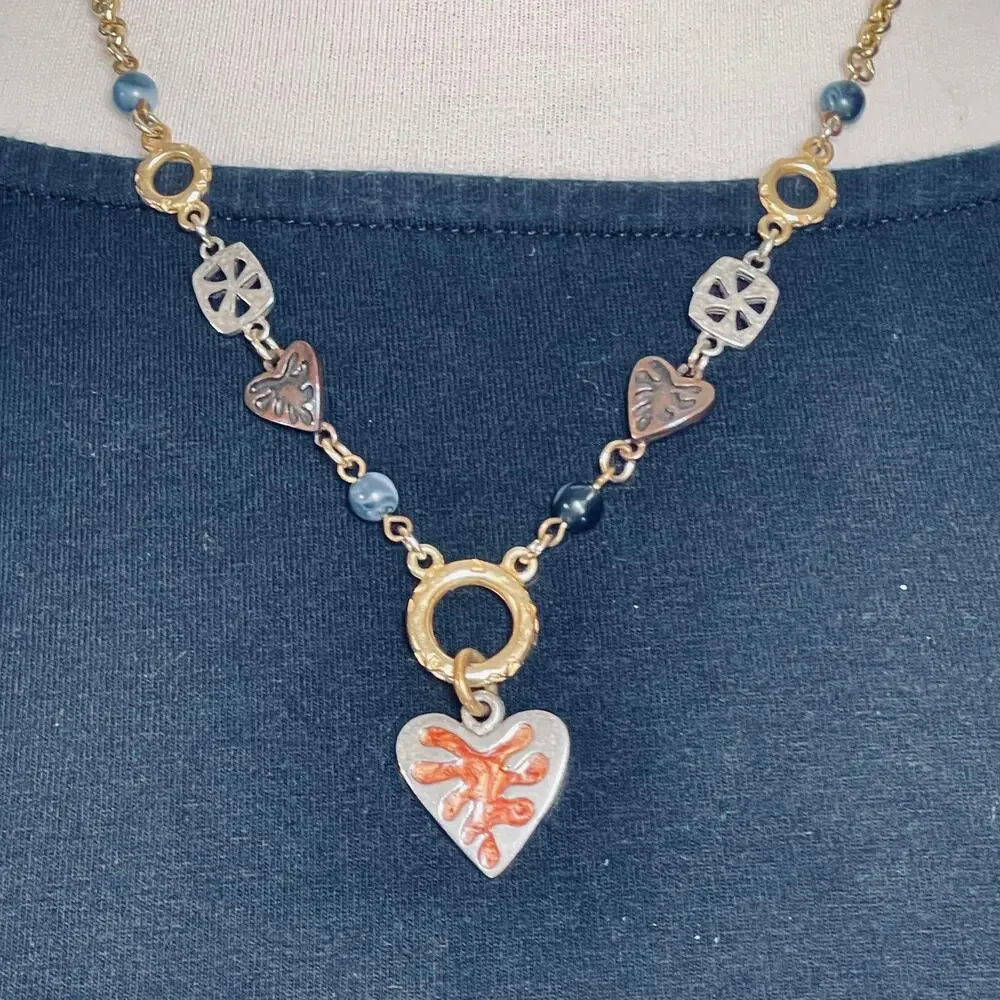 OLCI Vintage Heart Beaded Gold Tone necklace